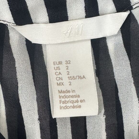 H&M Womens Blouse Sz 2 Sleeveless Striped Semi Sheer Button down Preppy Punk Y2k - Picture 10 of 12